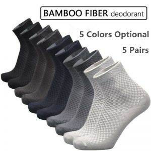 5Pairs Men Bamboo Fiber Socks Business Anti-Bacterial Deodorant Breathable Sock
